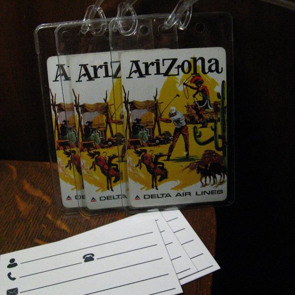 Delta Air Lines Arizona Vintage Playing Card Luggage Tags (3) - Picture 3 of 4